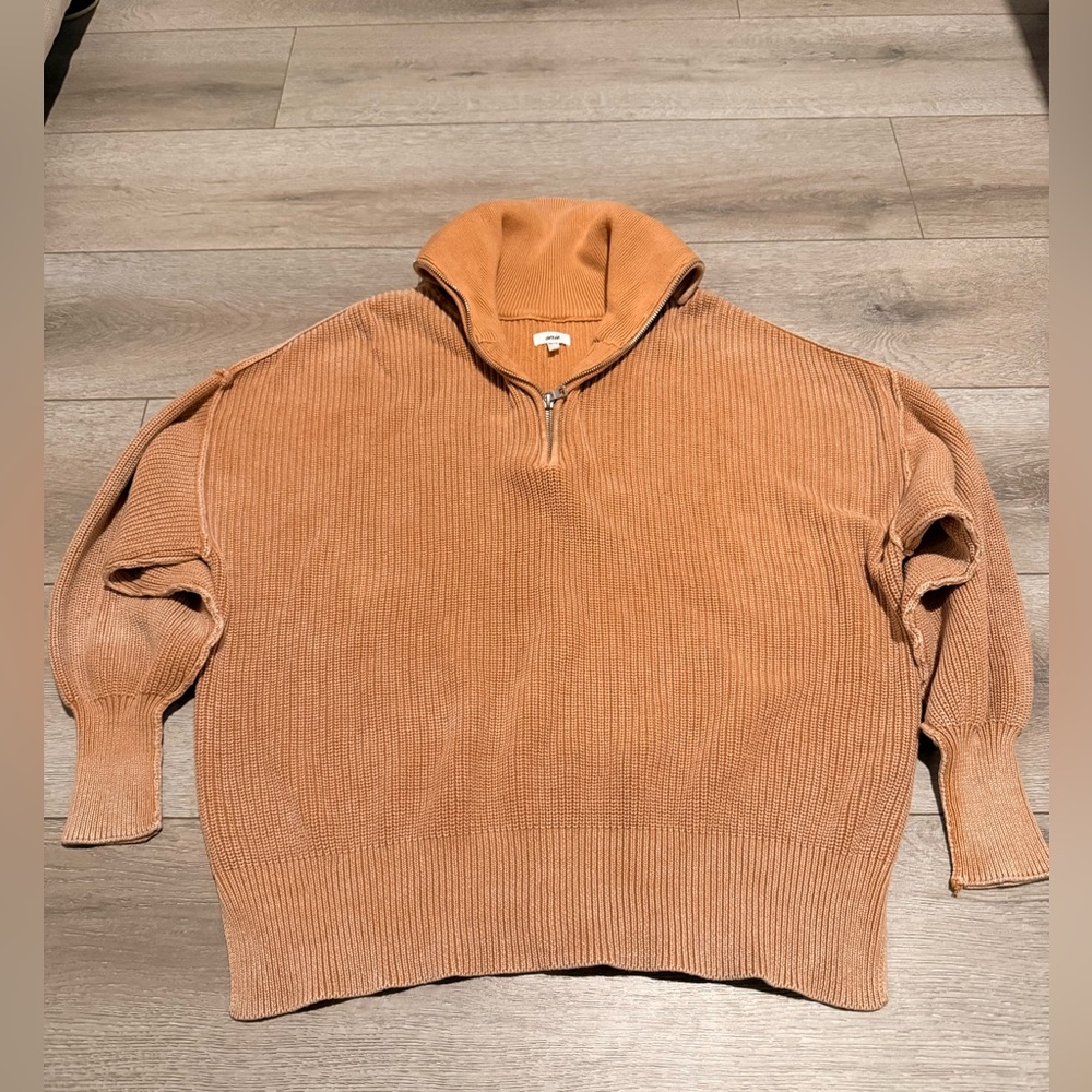 Tan Aerie Zipper Sweater